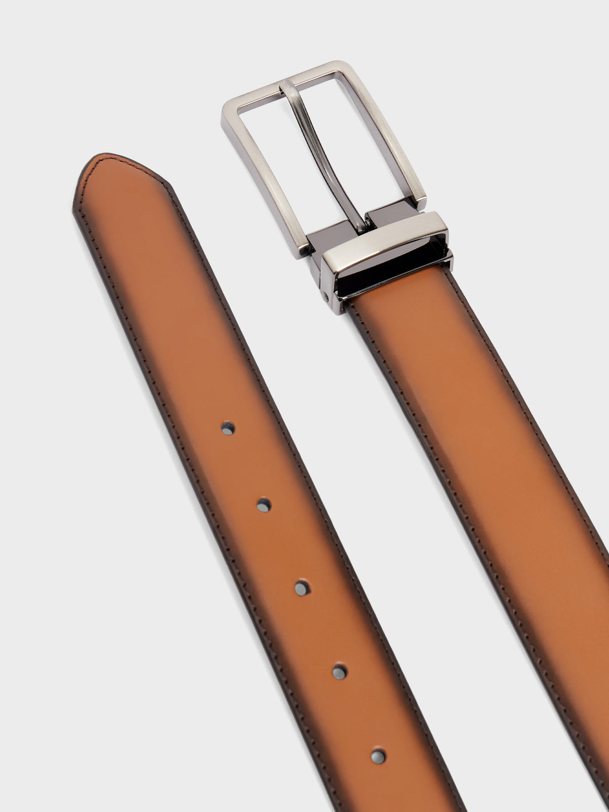 Ceinture ajustable en cuir lisse cognac