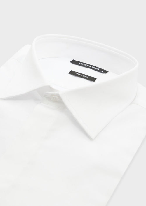 Chemise habillée Regular en satin de coton uni blanc