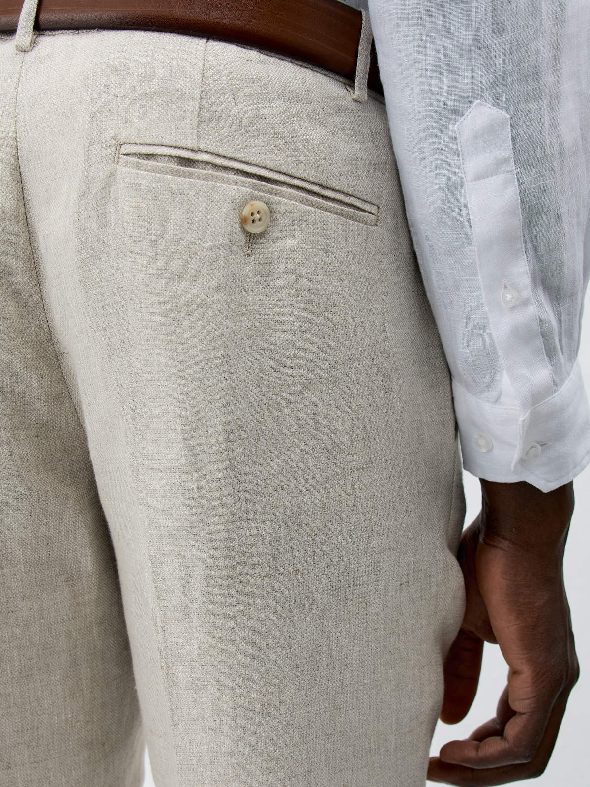 Pantalon coordonnable Slim en lin beige