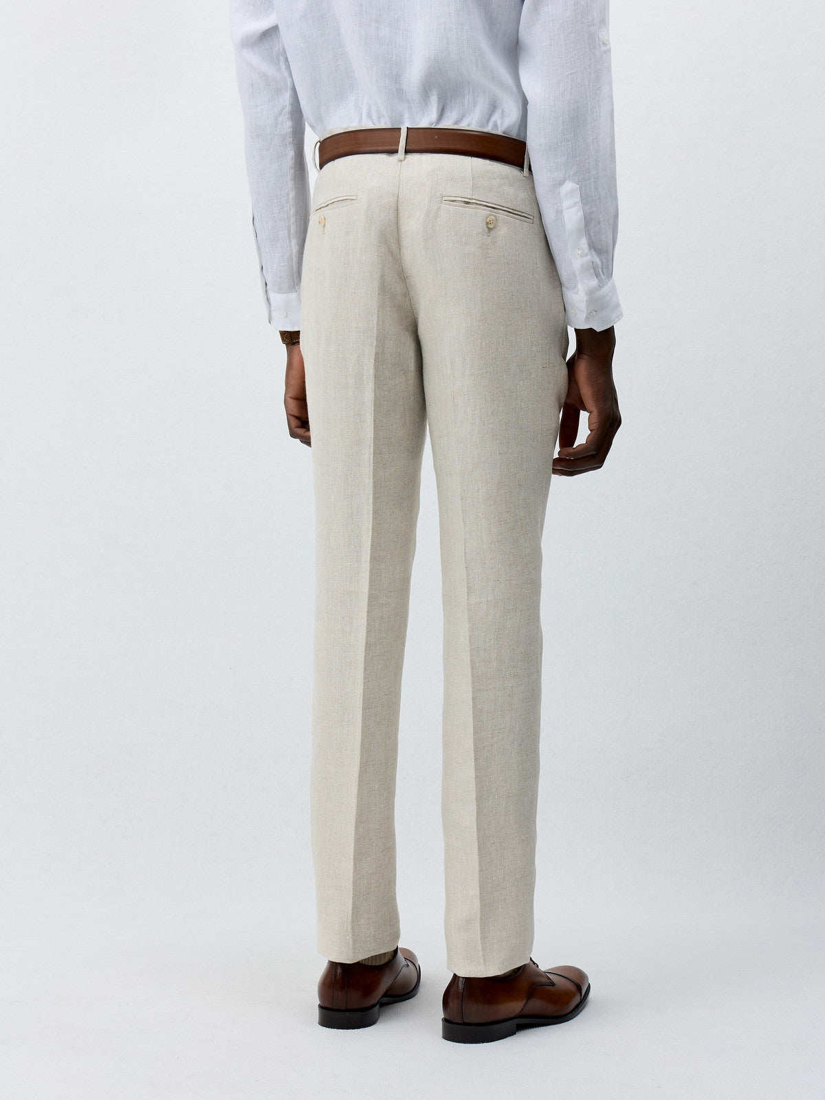 Pantalon coordonnable Slim en lin beige