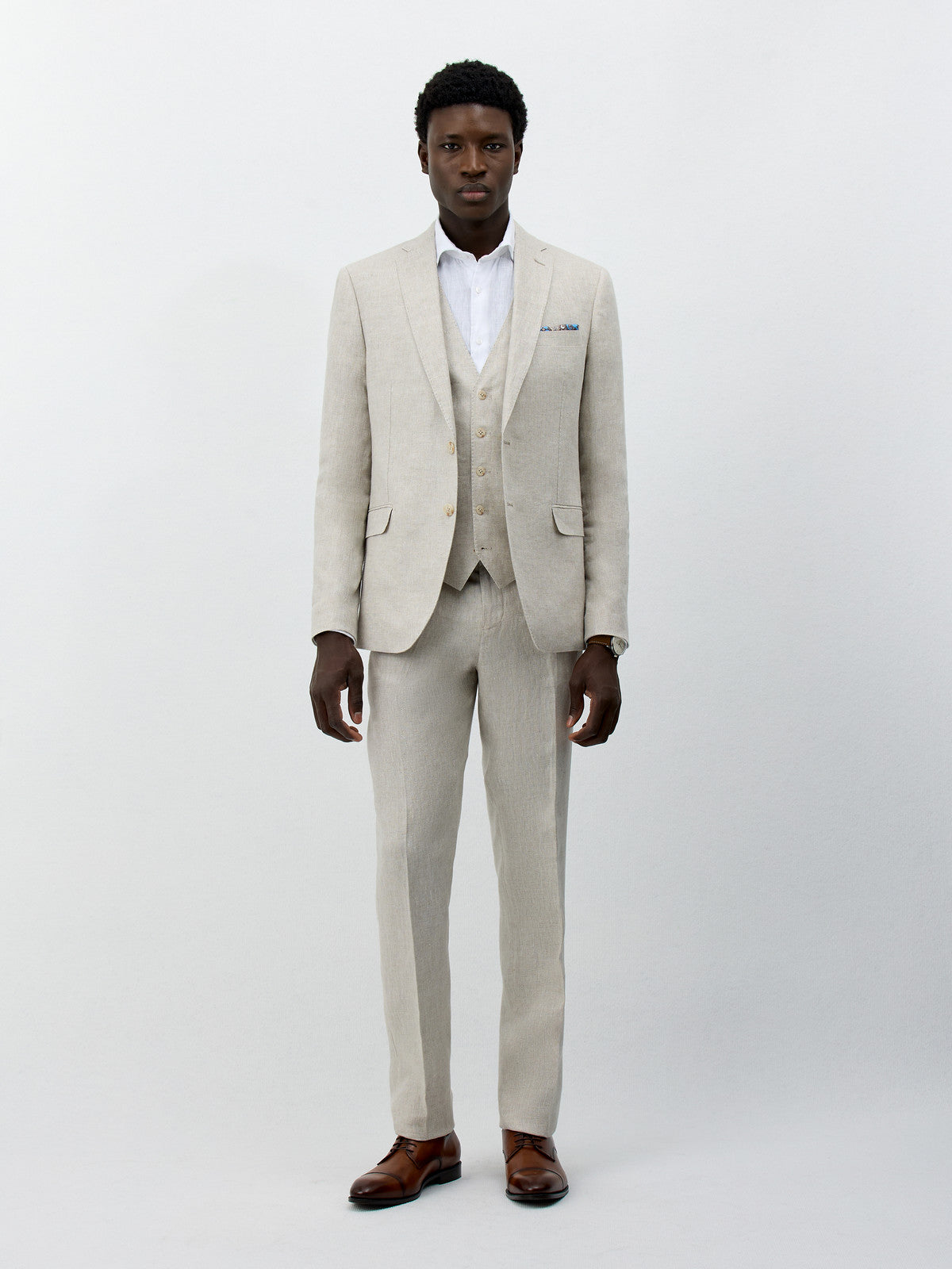 Veste coordonnable Regular en lin beige